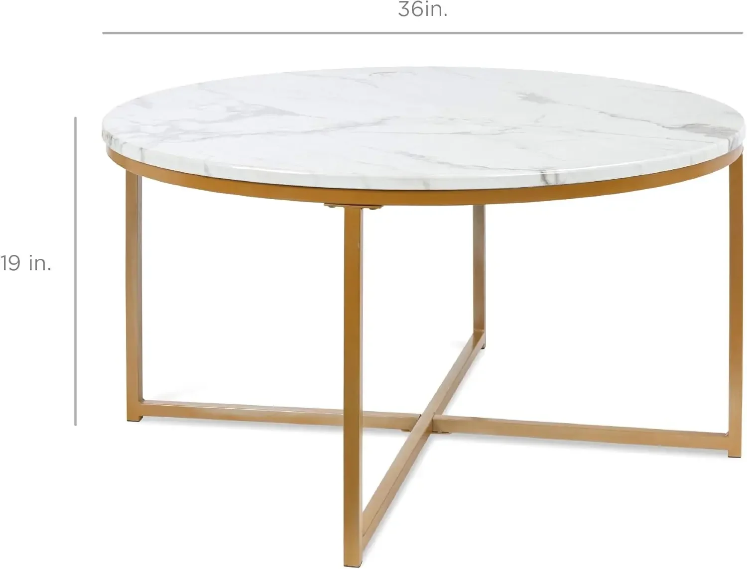 36in Faux Marble Accent Table, Modern End Table, Large Coffee Table Home Decor for Living Room, Dining Room, Tea, Coffee