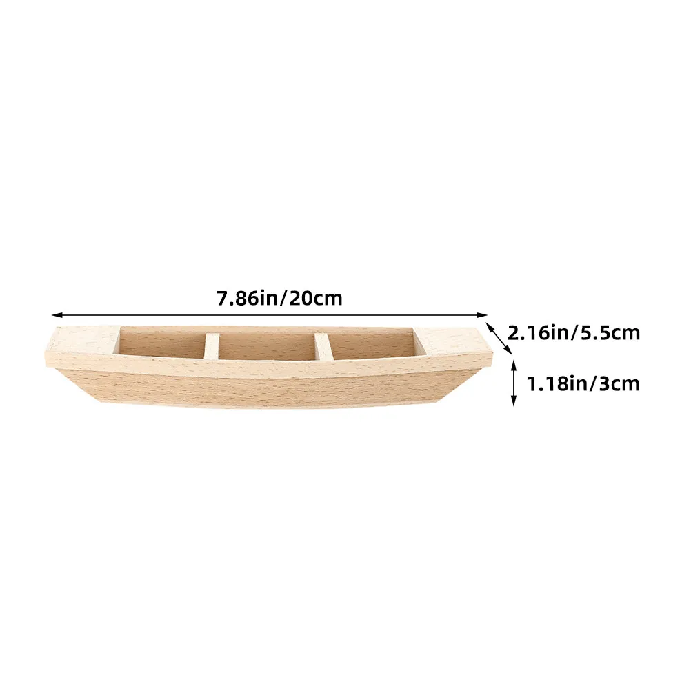 3Pcs Wood Boat Set Wooden Canoe Realistic Miniature Nautical Decor Desktop Sailing Boat for Kids Beach Room Office Cabinet