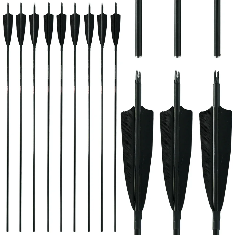 

Стрелы из чистого углерода для охотничьего блочного изогнутого лука, позвоночник 300-1000, 31 дюйм, 4 дюйма, турецкое перо, 12 шт., ID6,2 мм