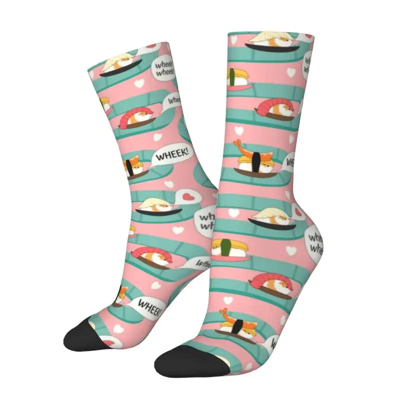 

Cute Guinea Pig Sushi Men Women Crew Socks Unisex Novelty Animal Pet Spring Summer Autumn Winter Dress Socks