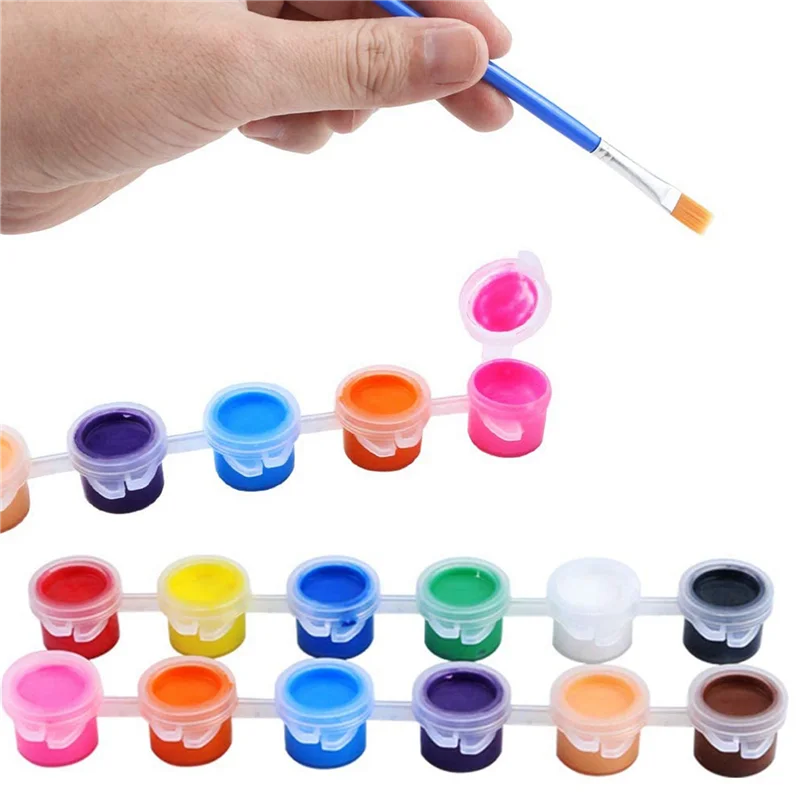 

100 Strips 600 Pots Empty Paint Pots Strips Mini Clear Storage Containers And 100 Pcs Paint Brushes Painting Arts Crafts
