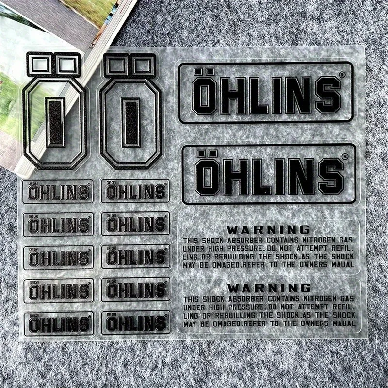 Suspension Shocker Damper Motorcycle Decals - Transparent Adhesive Stickers with Warning Labels for Enhanced Performance image 2