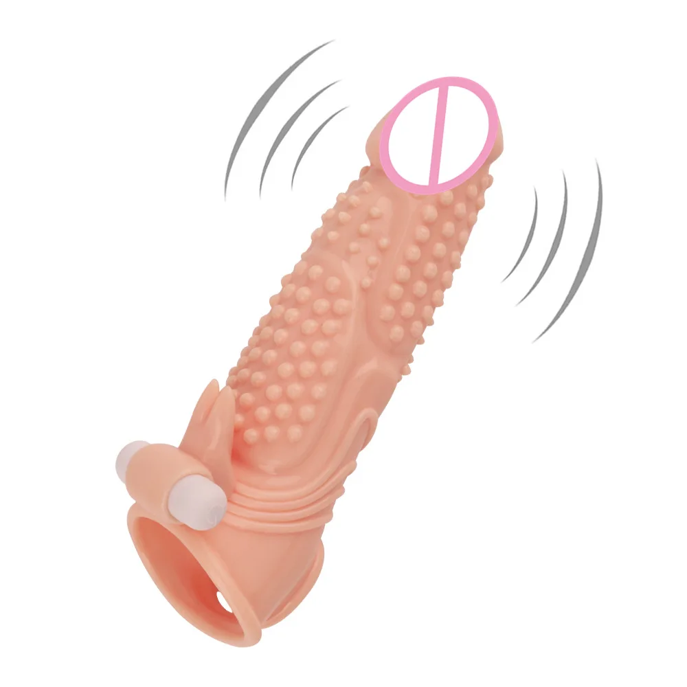 Extensor vibratório reutilizável para casais, vibrador masculino, preservativo reutilizável, capa de pênis, manga de boquete, capa adulta