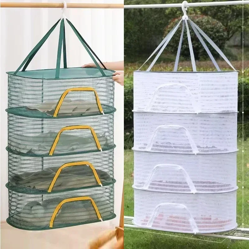 1-4 Layer Food Drying Net 40x60/70x50cm Hanging Clothes Drying Net Clothing Vegetable Fruit Herbs Cloth Dryer Cage Storage Rack