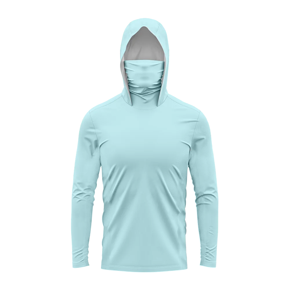 Men UPF50+ Solid Fishing Hoodie Built‑in Face Mask Lightweight Long‑Sleeve Quick Dry Hiking Boating Shirts Multi‑Colors view 2