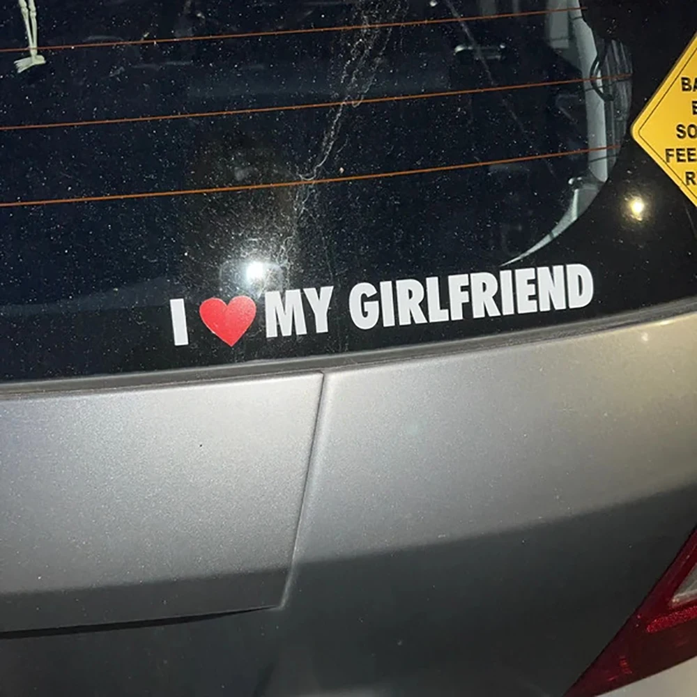 I Love My Girlfriend Heart Woman Funny car Vinyl Bumper Sticker Decal for Car Truck Window Decals Decor Accessories Vinyl