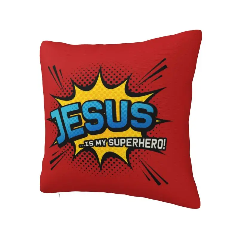 Christian Faith Throw Pillow Case 60*60cm Decorative Jesus Is My Superhero Cushion Cover Square Polyester Pillowcase