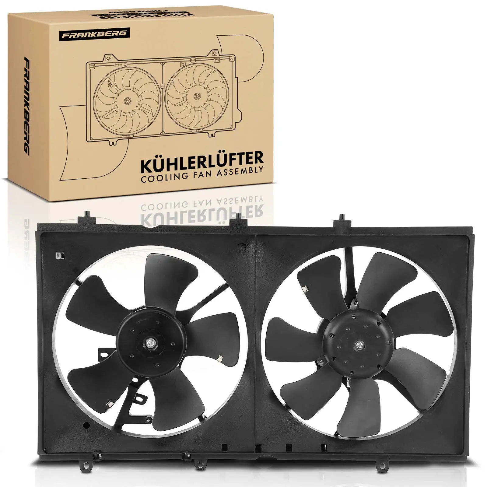 Frankberg 1x Motorkoeling Dubbele ventilator voor Mitsubishi Lancer VII Outlander II ASX MR993933 621478 622450