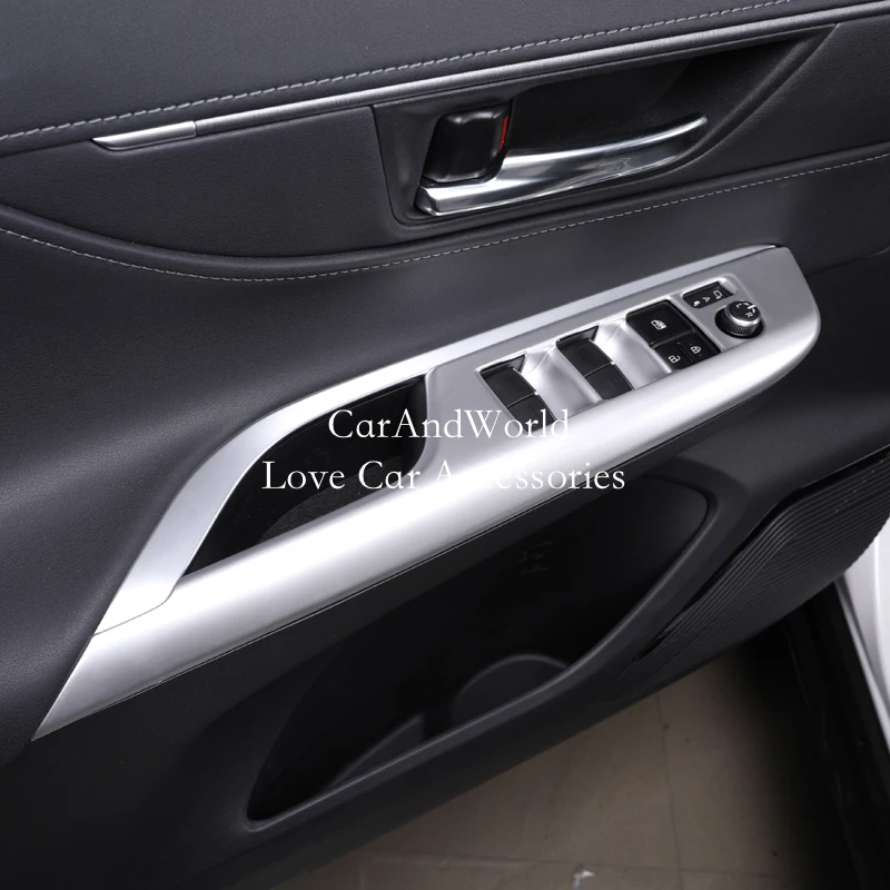 For Toyota Harrier Venza LHD&RHD 2020-2024 Window Lift Glass Switch Cover Interior Door Armrest Panel Trims ABS Car Accessories