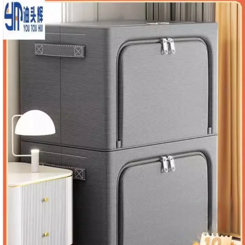 

Thiened Canvas Clothing Storage Box Fabric Art Organizer Box Wardrobe Clothes Folding Basket Bag Ox Cloth Storage Bin