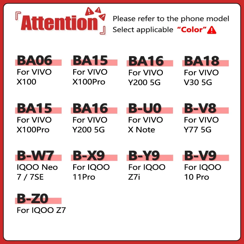 BA06 BA15 B-H5 B-T1 B-U0 B-V8 BA16 BA18 Battery For VIVO Y200 V30 X100 X100Pro XNote Y77，For iQOO Neo 5S 7 7se 1011 Z7 Z7i Pro