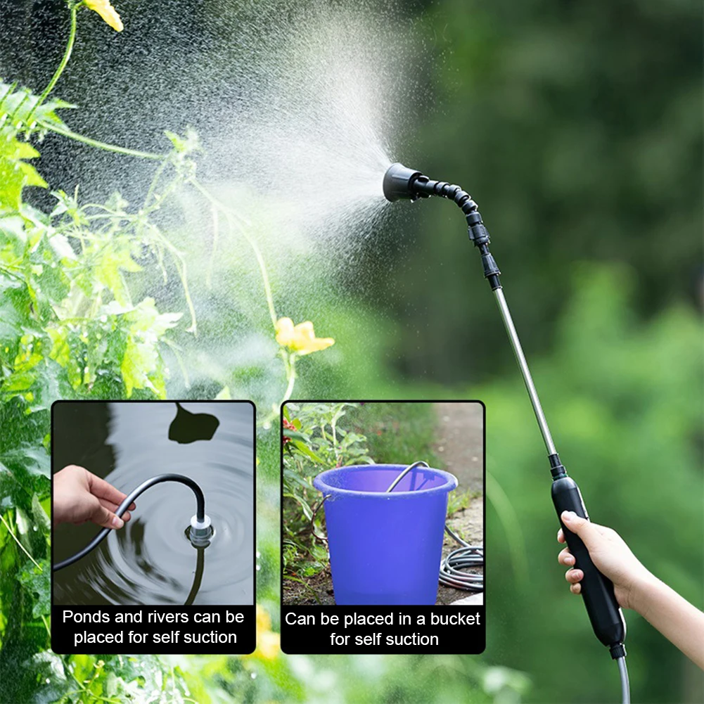 Garden Sprayer Rechargeable Portable Water Sprayer with 2 Nozzles and 2/4/6/10M Hose Plant Mister Sprayer for Gardening Cleaning