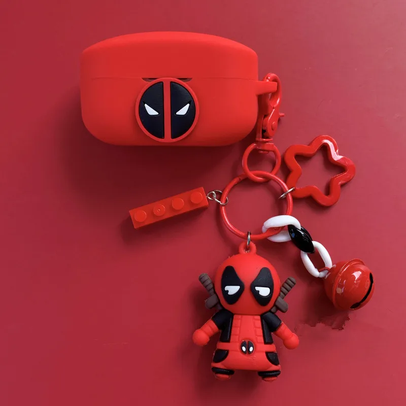 Marvel Deadpool Earphone Case Cover For Sony WF-1000XM4/WF-1000XM5 Silicone Wireless Earbuds Protective Shell With Keychain