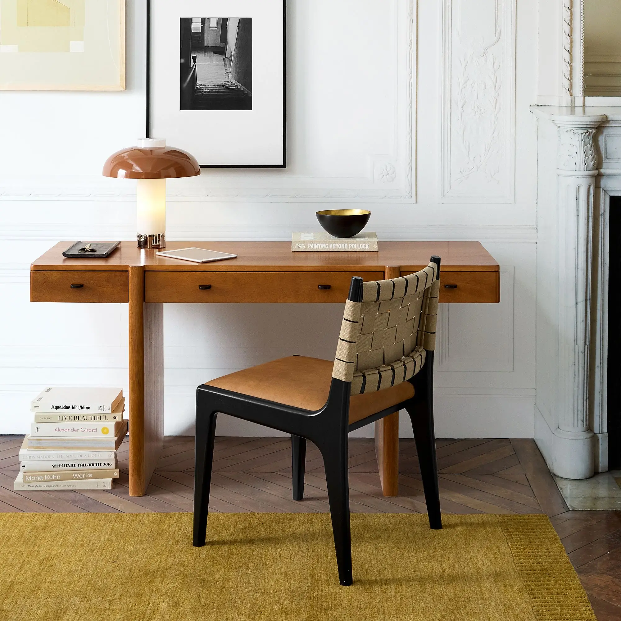 American solid wood desk study desk writing desk European retro computer small apartment study