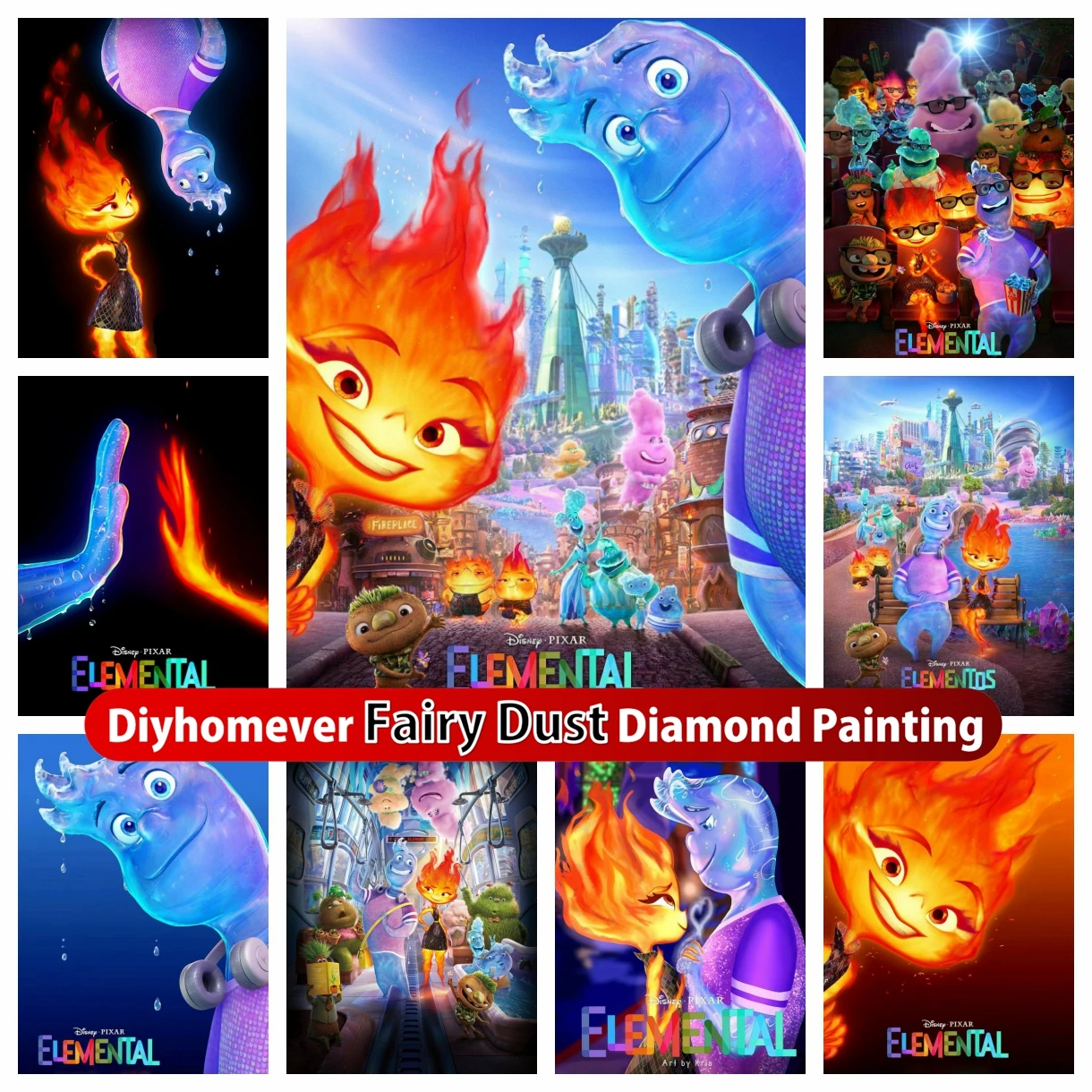 

Elemental Fairy Dust Diamond Painting Embroidery Disney Cartoon Ember Wade Cross Stitch Mosaic Children's Gift New Collection