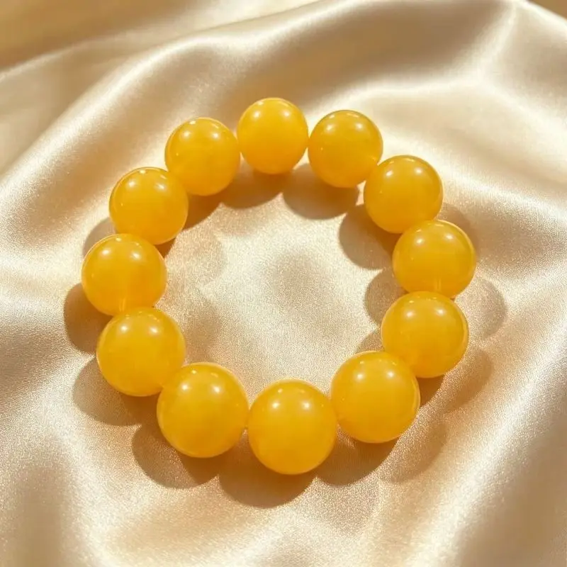 Classic Simple Second-generation Yellow Honey Round Beads Single Circle Bracelet, Jewelry Handicrafts
