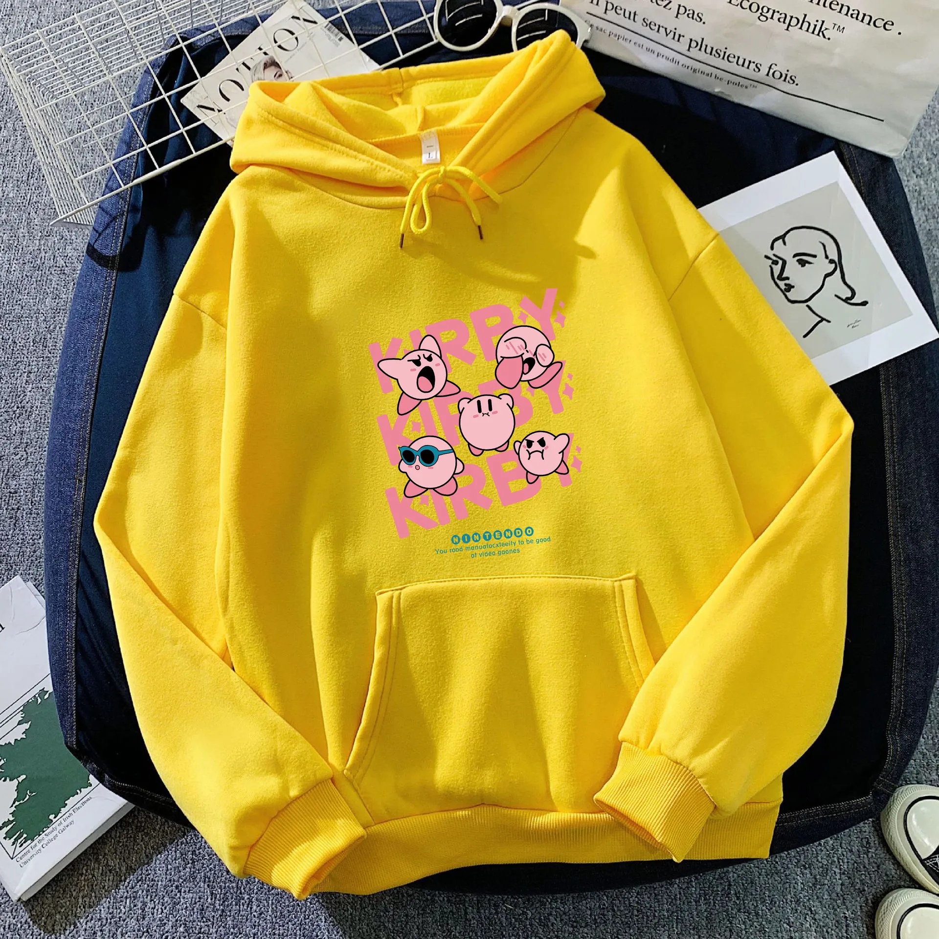 Kawaii كيربي عادية مطبوعة هوديي أنيمي الكرتون لطيف طالب البلوز الرجال النساء الملابس للأزواج هدية غير رسمية فتاة اللعب