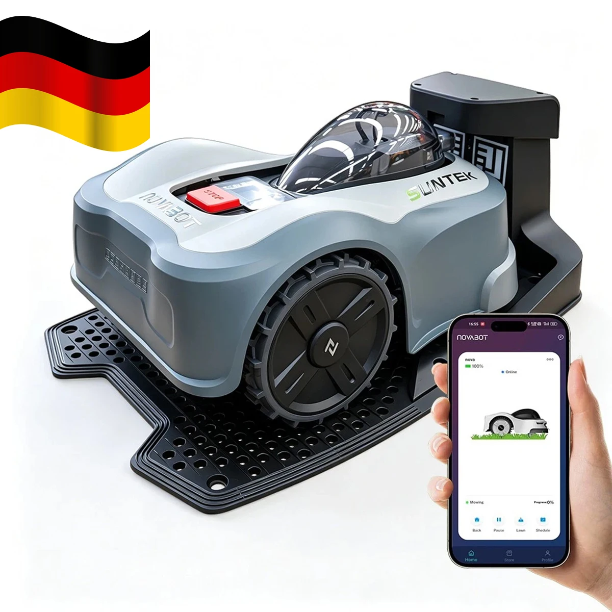 Tondeuse robotisée sans fil modèle N2000, tondeuse sans fil avec GPS RTK Vision Nav, pour 1,5 acre, cartographie IA, contrôle par application, hauteur de coupe 20-90 mm, pour jardins, cours, expédition depuis l'entrepôt local en Allemagne