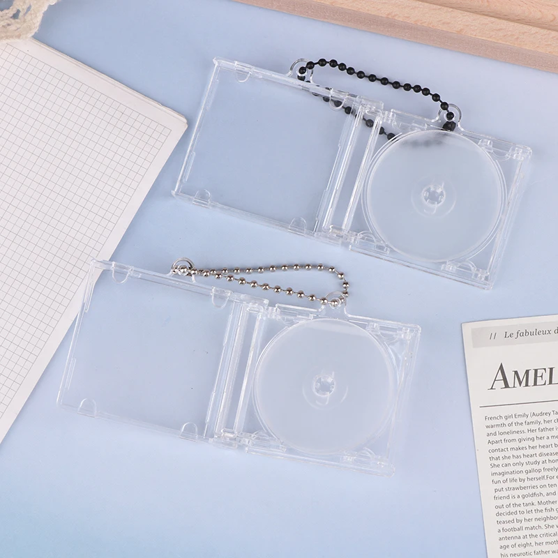 1pcs Blank Album Mini CD Case + CD Keychain For DIY Keychains Backpack Hanging Decor Chain/Clip