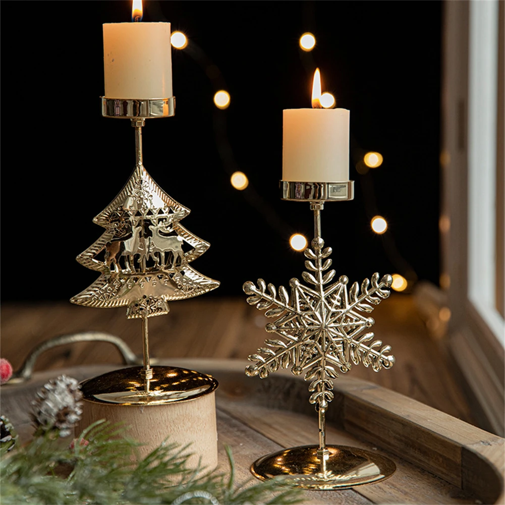Festive Candle Holder Vintage Candle Holders Christmas Decor Metal Material Sturdy Construction Versatile Use Vintage Design