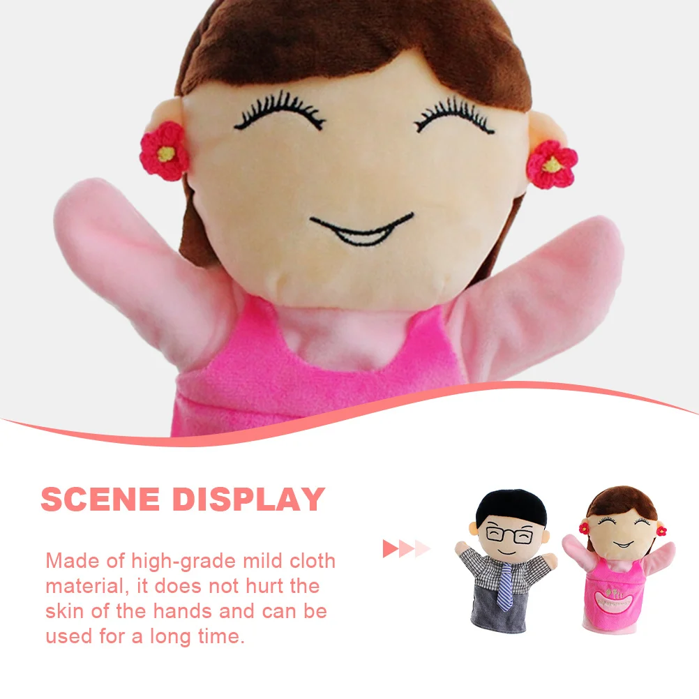 

2Pcs Family Hand Puppet Soft Cloth Educational Interactive Storytelling Role Play Puppets for Kids Family Hand Puppet Toy