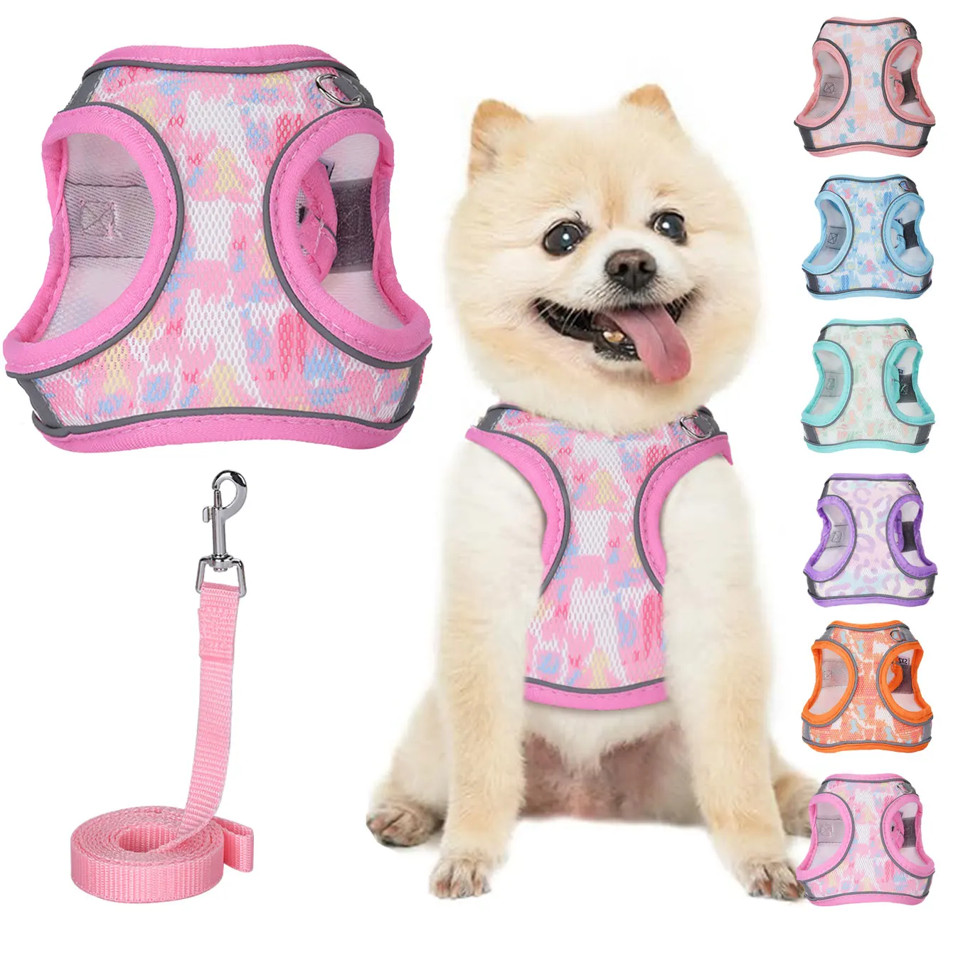 HP214--1pc حزام شبكي صيفي للكلاب والقطط مع مقود للحيوانات الأليفة بطول 1.5 متر. #1