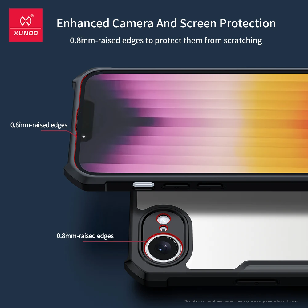 Etui Xundd do iPhone 17e 16e, odporne na wstrząsy z poduszkami powietrznymi, ochronne etui PC+TPU, odporne na żółknięcie i odciski palców. — zdjęcie produktu 3