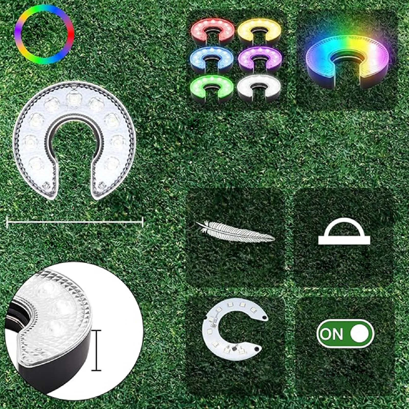 2Pcs Automatic Color-Changing Golf Hole Cup Light LED Lamp Night Practice Putting Green Cup Lights for Camping Outdoor Backyard