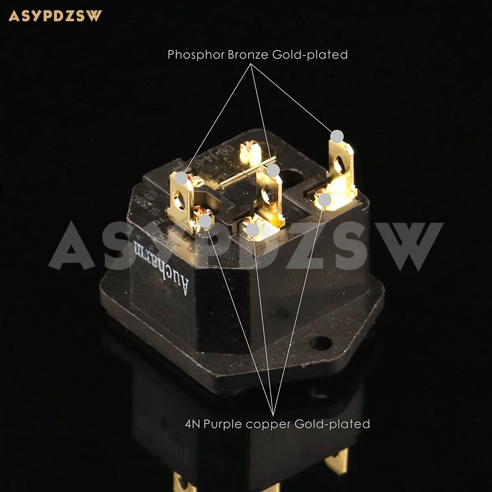 Aucharm IEC socket 4N Purple copper gold-plated 10A/250V HIFI AC Power fuse socket