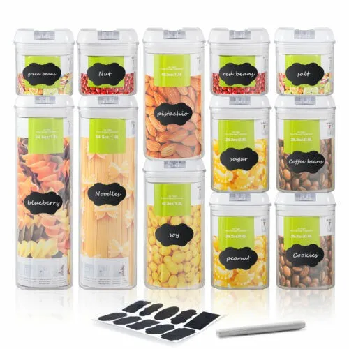 Set of 12 Food Storage Containers Airtight Kitchen & Pantry Organization