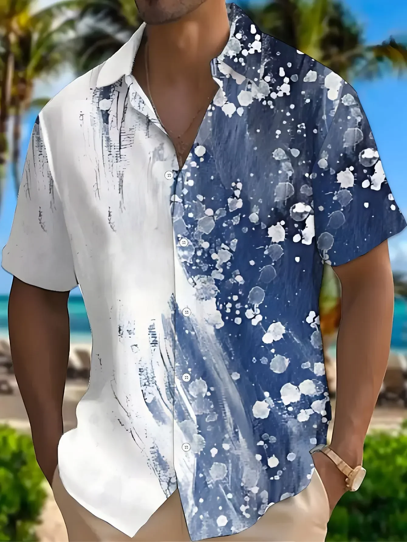 

Summer High Street Fashion Men's Hawaiian Shirt Casual Man Short Sleeve Bold Print Beach Wear Streetwear Party Outfits