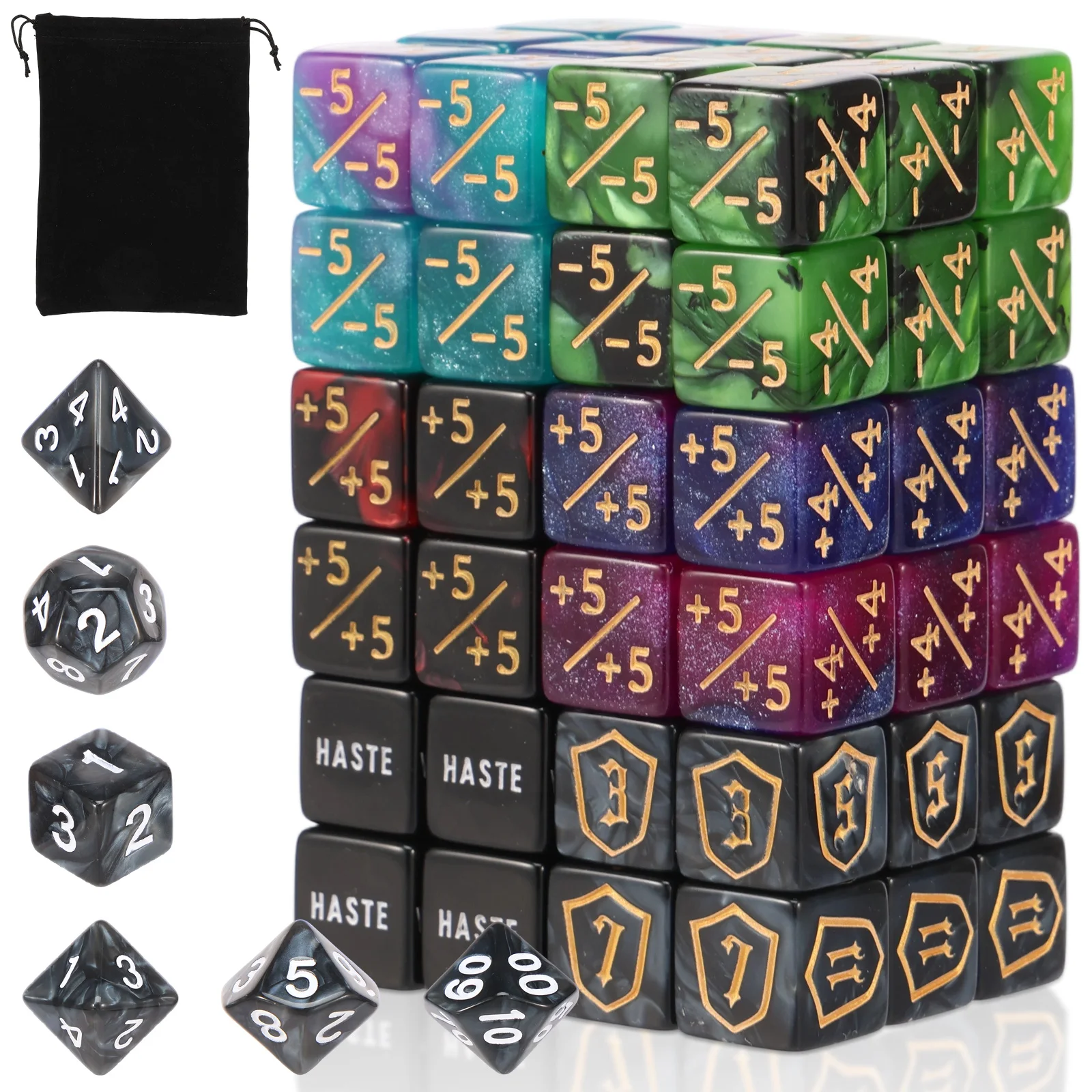 56/78Pcs Counter Dice Set Acrylic Plus and Minus Dice Set Keyword Counters Tokens Portable Card Games Accessories for Party Home