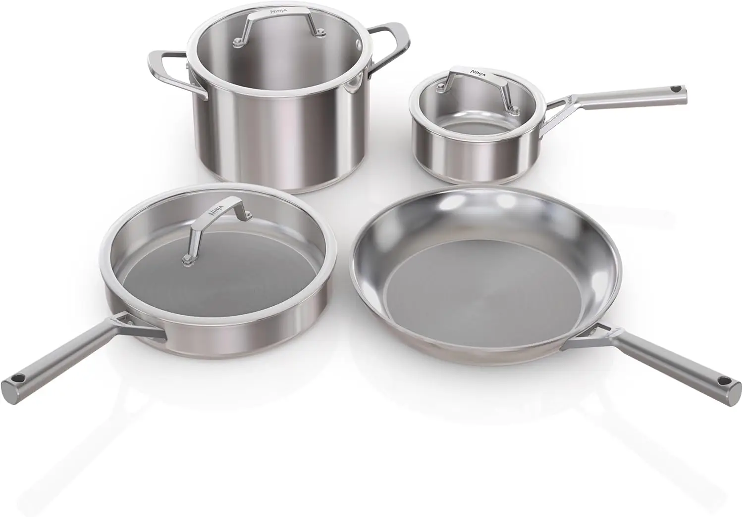 

7-Piece Stainless Steel Cookware Set, Tri-Ply Construction, Oven Safe to 600°F, Induction Compatible