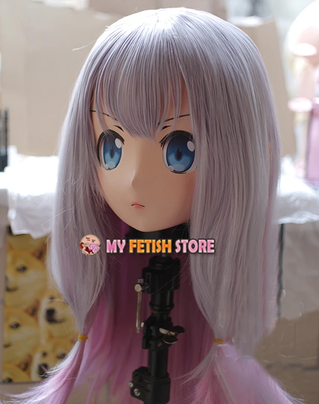 (KM111) Handmade Female Resin Crossdress Pretty Girl 3/4 Head Lolita Doll Mask Japanese Anime Cosplay Kigurumi Mask Crossdresser