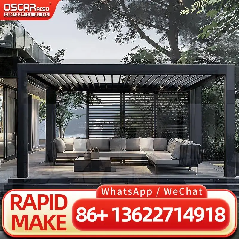 Retractable Louvered Privacy Sheet Aluminum Outdoor Electric Pergola Bioclimatic Decorative for Garden Patio Backyard pergola