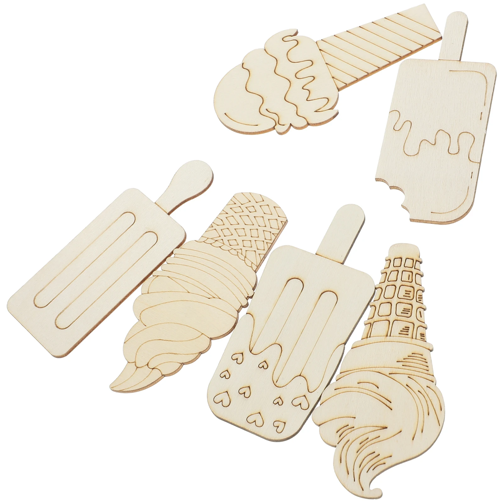 

30pcs Wooden Ice Cream Cutouts Diy Unfinished Wood Slices For Crafts Painting Creative Kids Home Decor Party Supplies