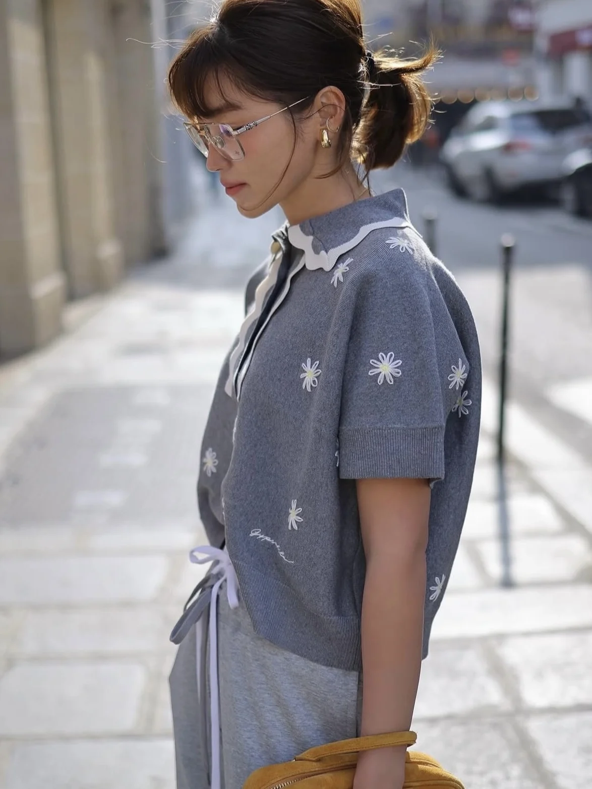 Hand Embroidered Flower  Shirt Ayako Gyp Women's Knitted Sweater Embroidery Detail Open Cardigan Style Other Fabric