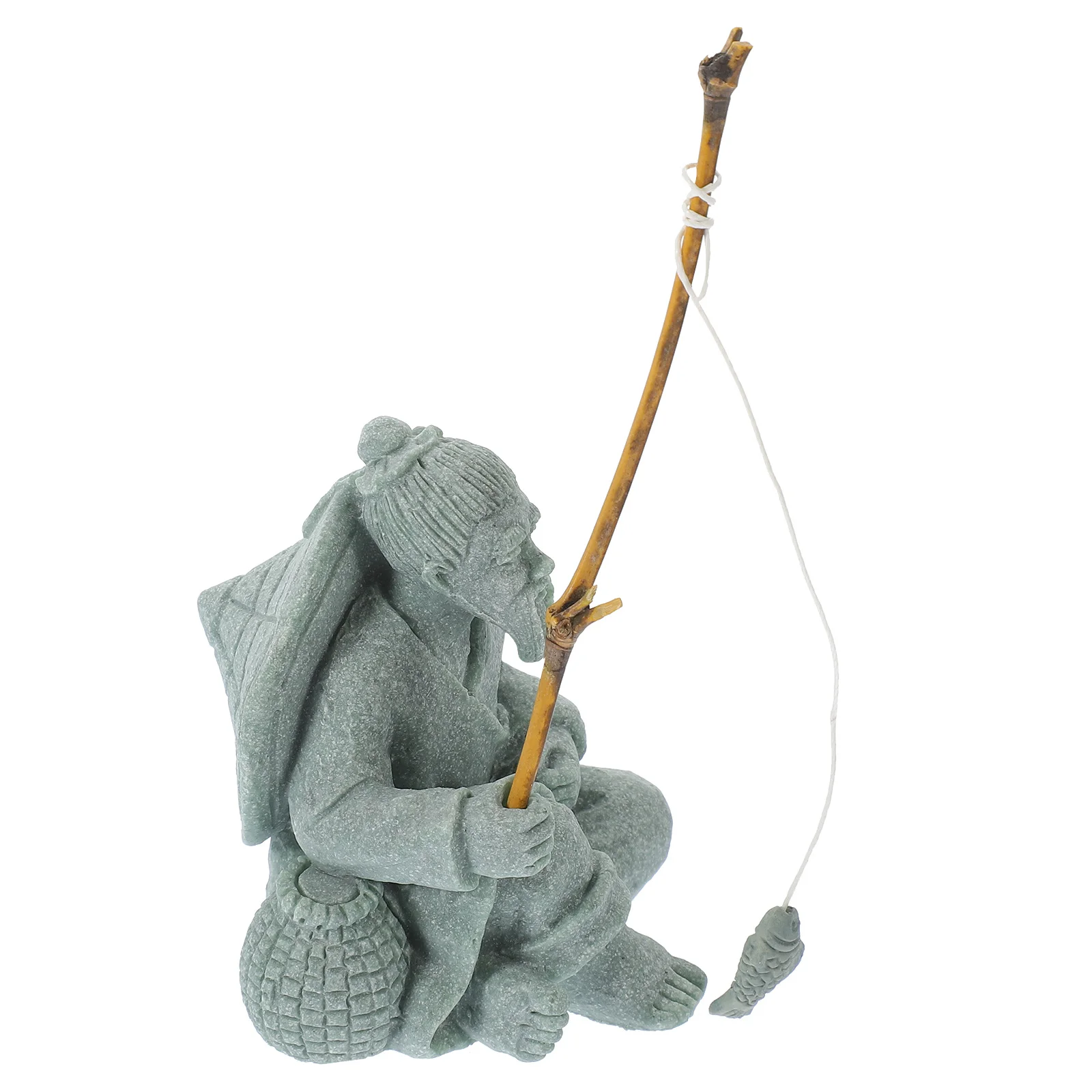 

Mini Fisherman Statue for Fish Tank Garden Decor Small Landscape Ornament Desktop Home Commercial Space Embellishment