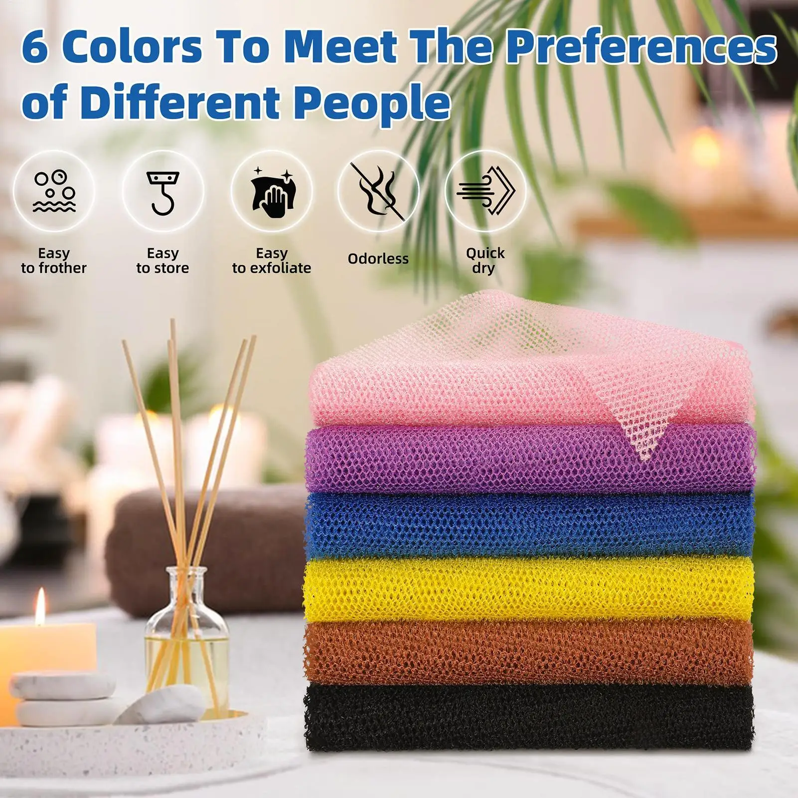 African Mesh Sponge Exfoliating Sponge Back Cleaning Brush Suitable for Neutral To Sensitive Skin Bathroom Accessories 10 colors