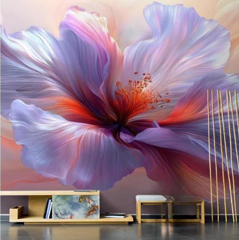 Custom  embossed flower wallpaper Phalaenopsis Abstract grand flower 3D TV background wall decoration photo painting