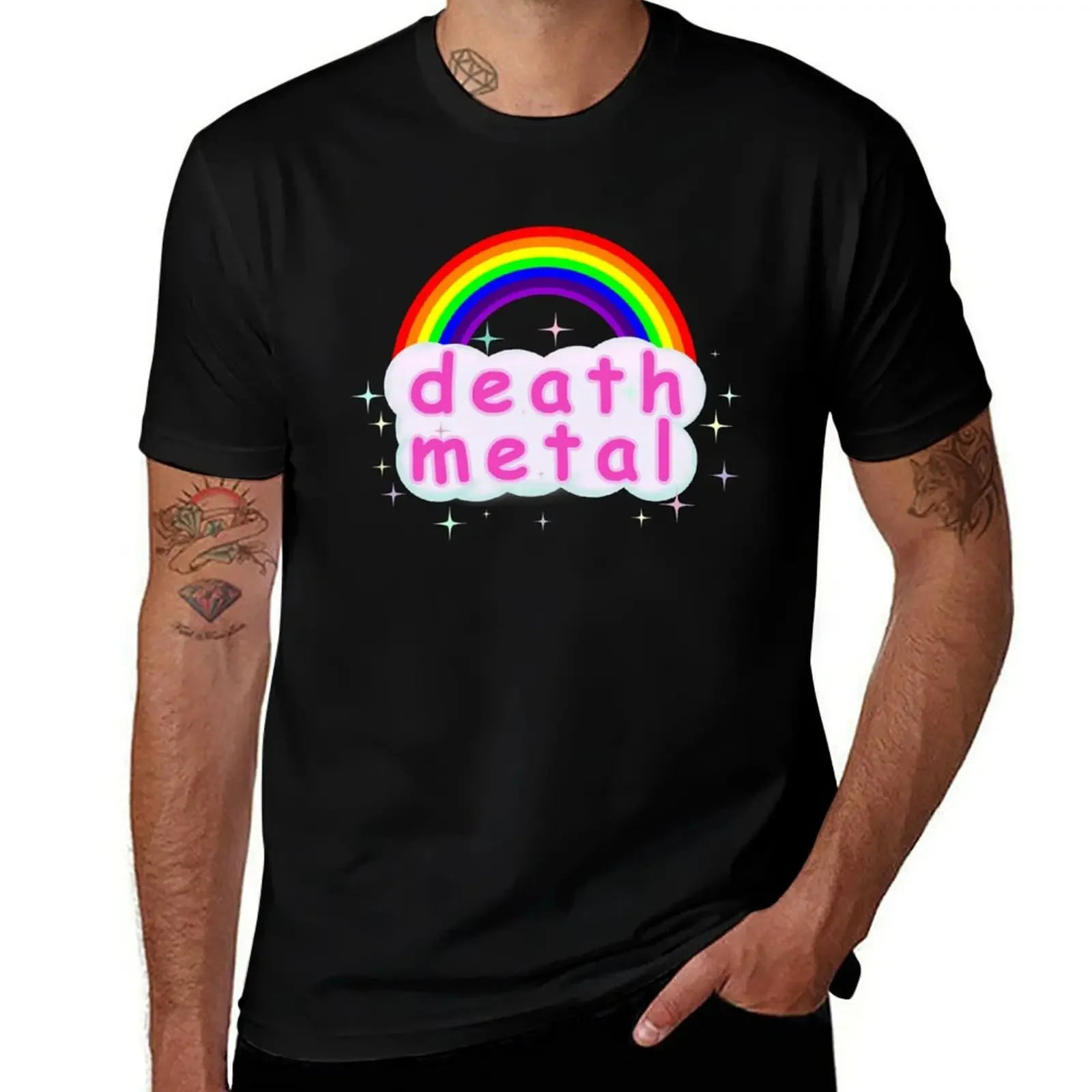 Death Metal Pink Sparkly Rainbow T-Shirt vintage graphic tee graphics man clothes mens graphic t-shirts