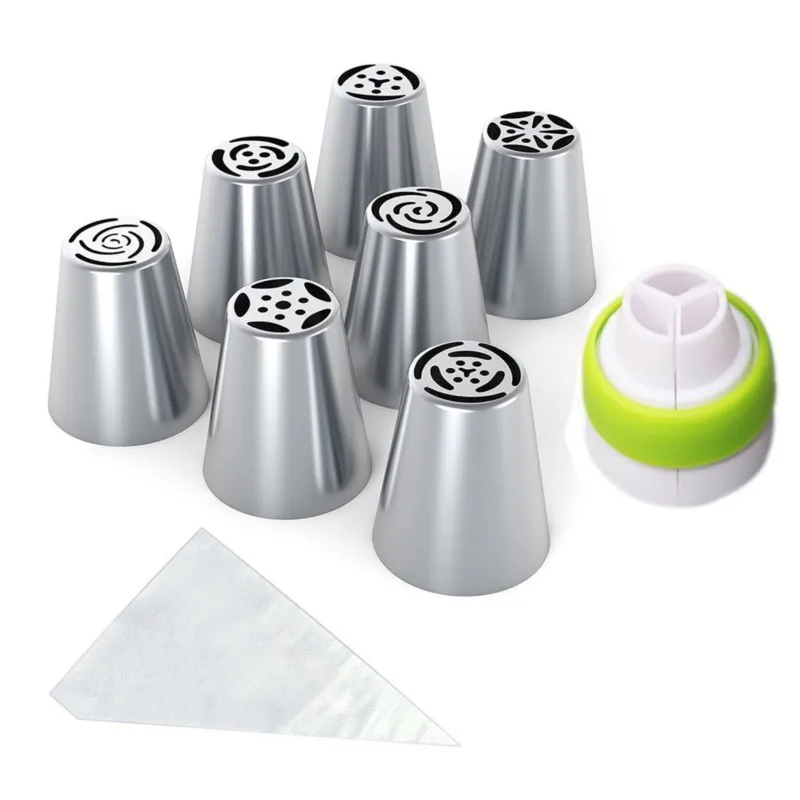 

18Pcs Cake Nozzle Set Russian Piping Nozzles Piping Nozzle Kit Piping Nozzle Converter Disposable Pastry Bags Mold Kitchen Tools