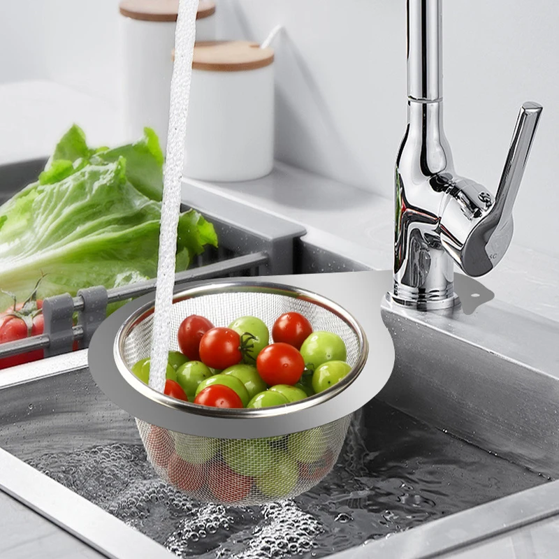 Stainless Steel Swan Sink Strainer Basket Filterable Sink Caddy Organiser Multifunctional Basket Vegetables Fruits Wash Basket