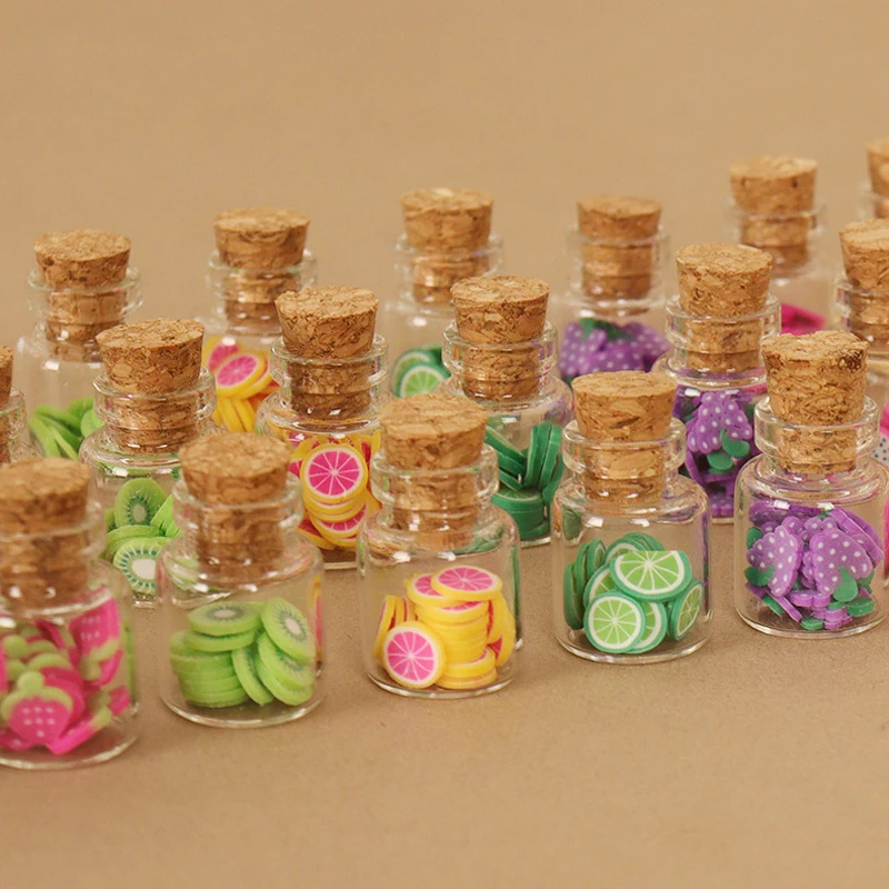 3Pcs Dollhouse Miniature Canned Food Jar Model Fake Fruit Slices Simulation Candy Snack Glass Bottle Mini Kid Kitchen Ornament
