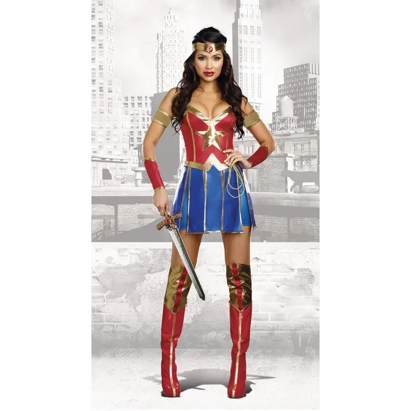 We're M-2XL Women Sexy Superhero Wonder Costume Movie Justice Diana League Prince Cosplay Fanyc Dress OI5051