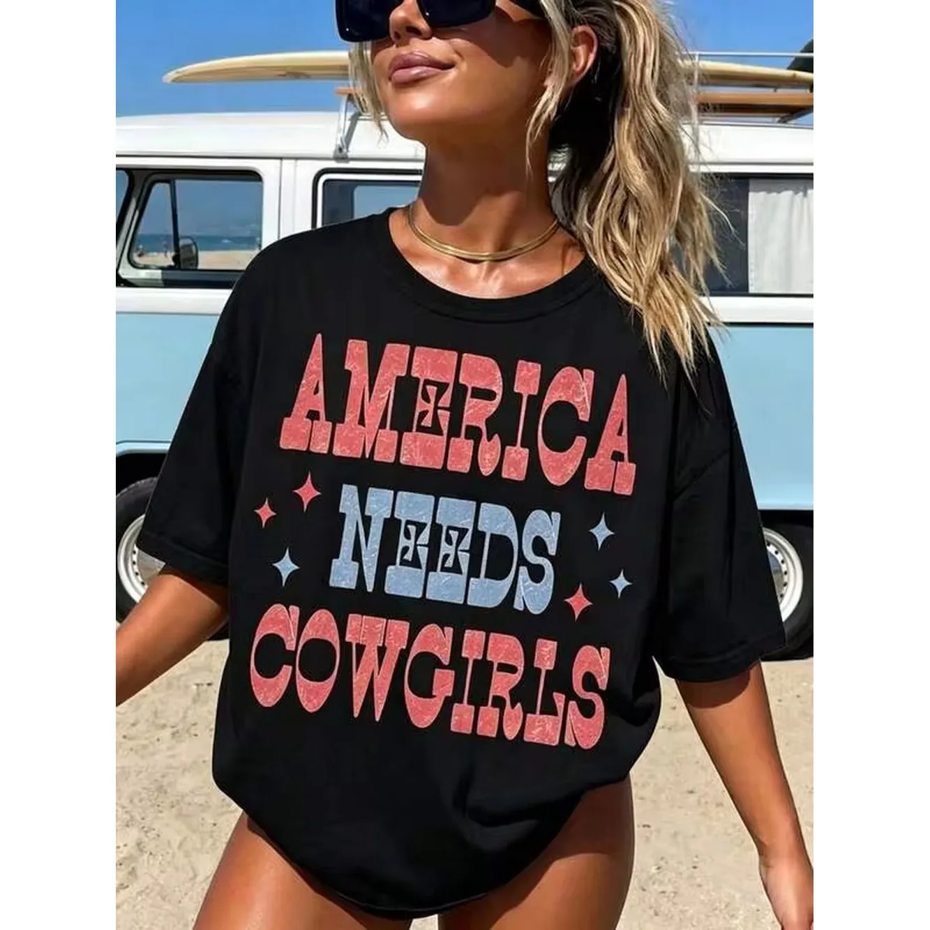 Retro America Needs Cowgirls Shirt Western 4Th Of July Tshirt Oversized Fourth Of July Tee Country Patriotic Shirt,Crew Neck Short Sleeve 100% Cotton