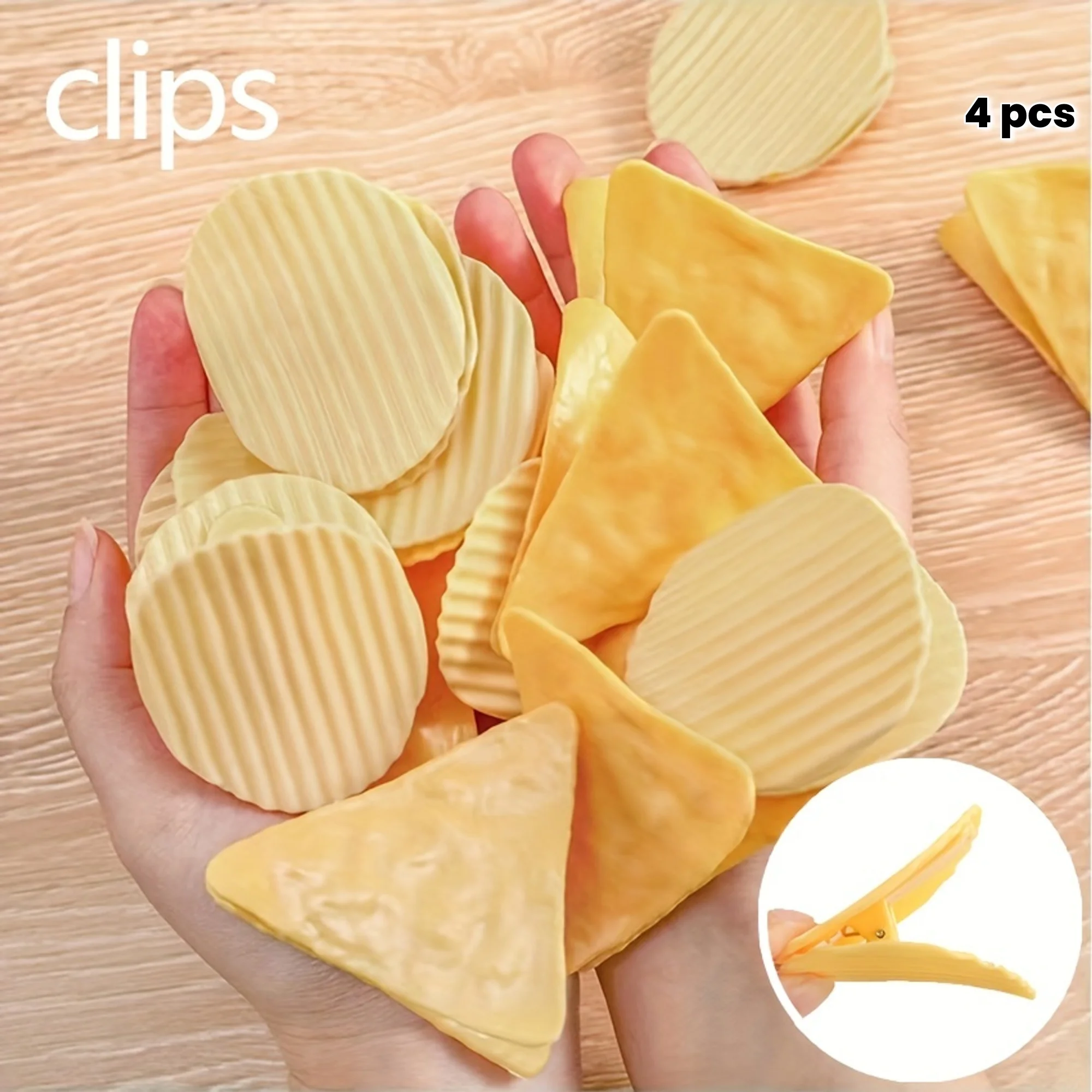 8pcs Unique Clips, Convenient Clips, Potato Chip Shape, Plastic Clips, Student Supplies, Office Clips
