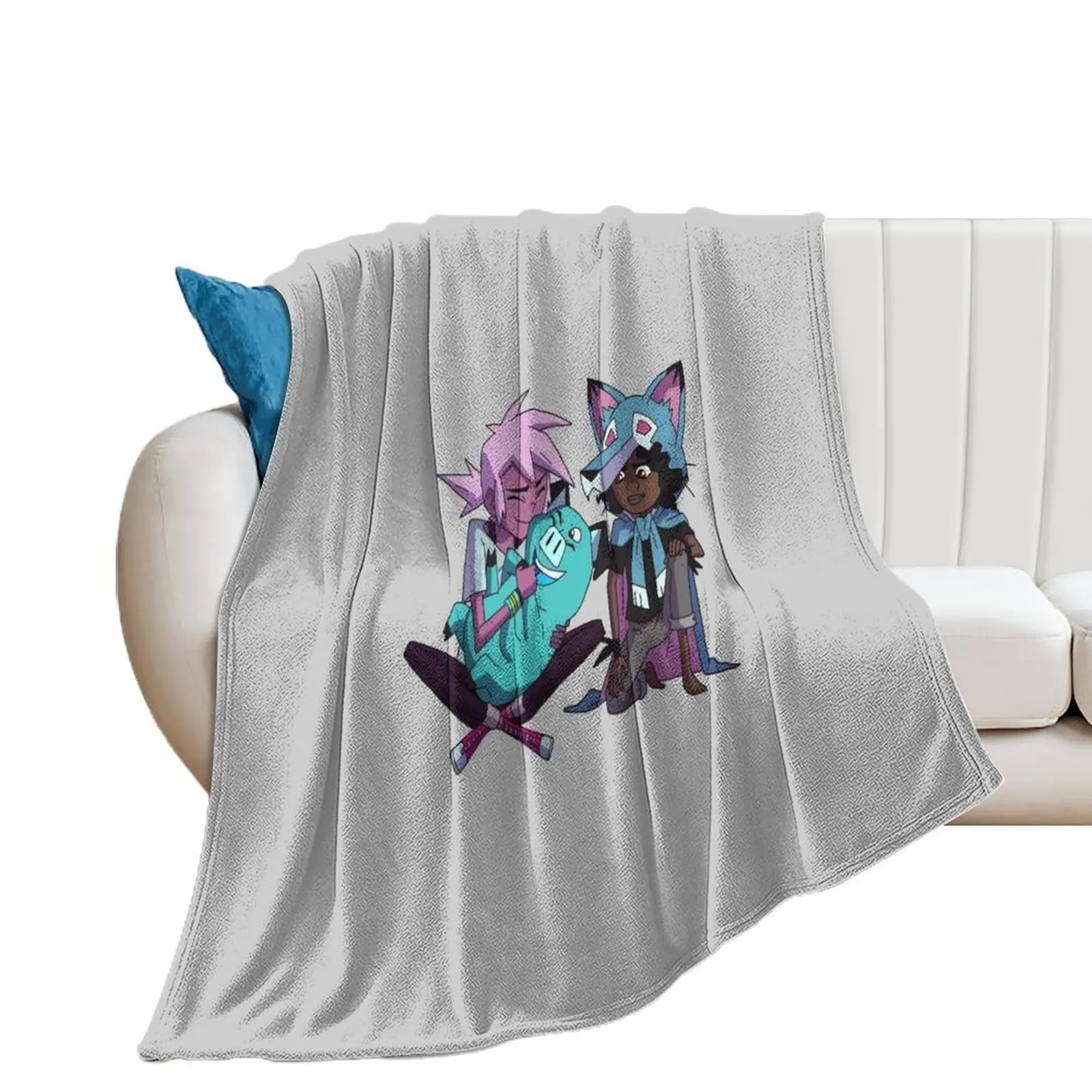 

Kipo, Wolf & Mandu - Kipo And The Age Of Wonderbeasts Throw Blanket Luxury Brand Bed covers Blankets