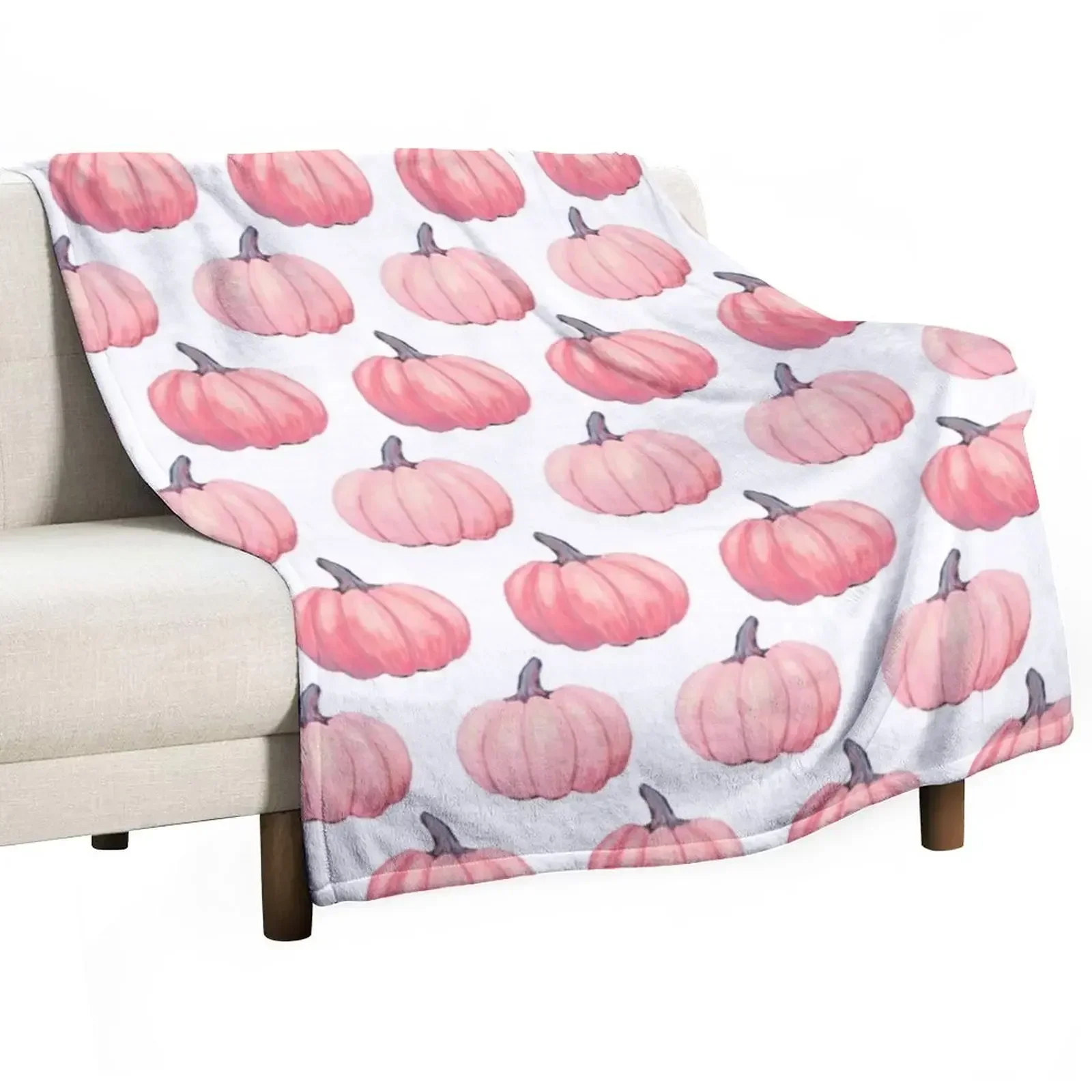 

Blush Pink pumpkin Throw Blanket Luxury Designer Plush Camping Blankets