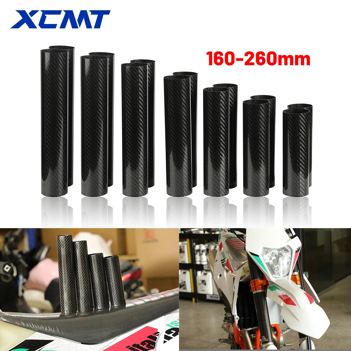 Motorrad 160mm-260mm Carbon Fiber Gabel Schutz Wrap Abdeckung Für Kawasaki Suzuki Honda KTM Yamaha motocross Universal Teile
